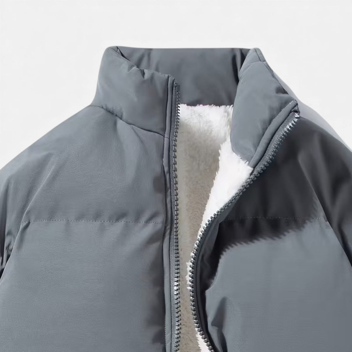Insulated Puffer Jacket with Funnel Neck and Front Zip, Quilted Design