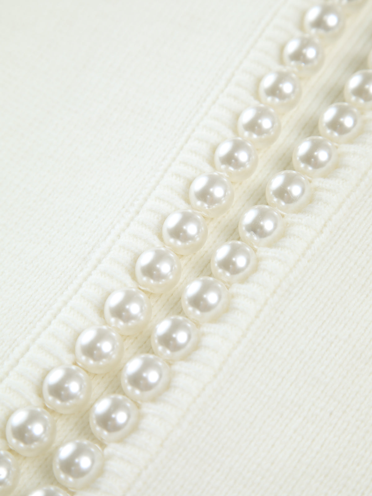 Womens Button Front Knit Cardigan with Pearl Trim Regular Fit