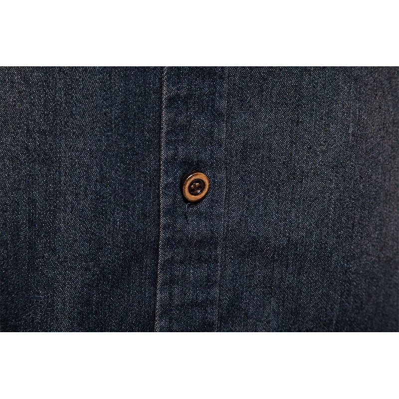 Button-Up Collared Shirt with Chest Pockets and Structured Shoulders