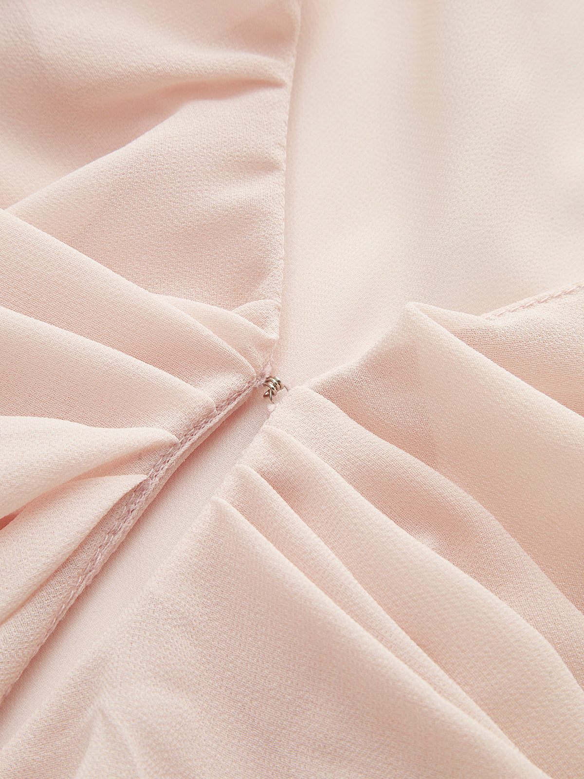 Womens V-Neck Chiffon Blouse with Ruffled Neckline and Long Sleeves, Sheer Layering