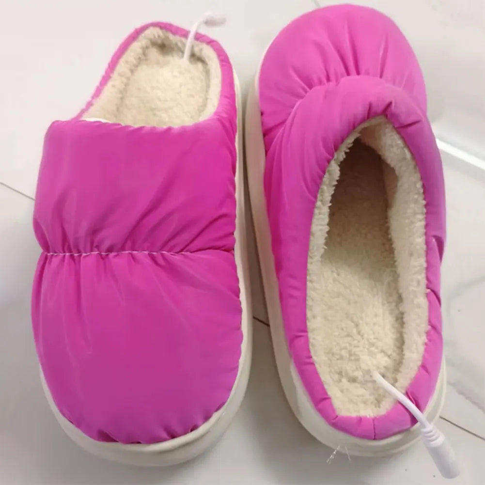 Heated Slippers with USB Power and Plush Lining, One Size Fits All
