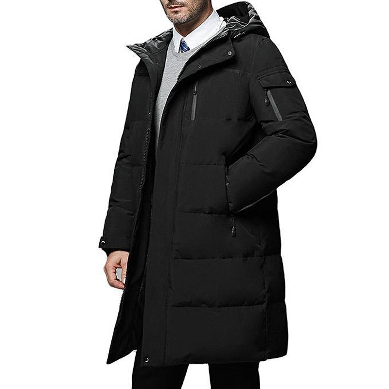 Longline Puffer Coat with Adjustable Hood and Insulated Shell, Zip Pockets