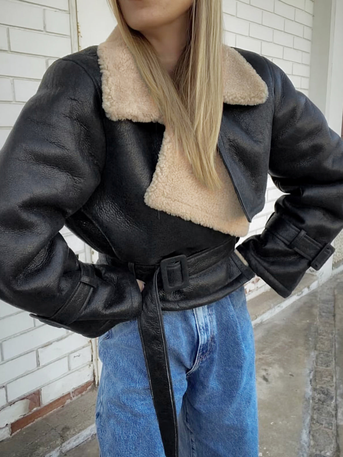 Faux Leather Jacket with Minky Lining and Shift Fit for Cooler Days