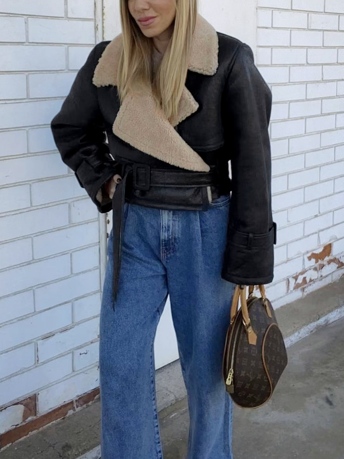Faux Leather Jacket with Minky Lining and Shift Fit for Cooler Days