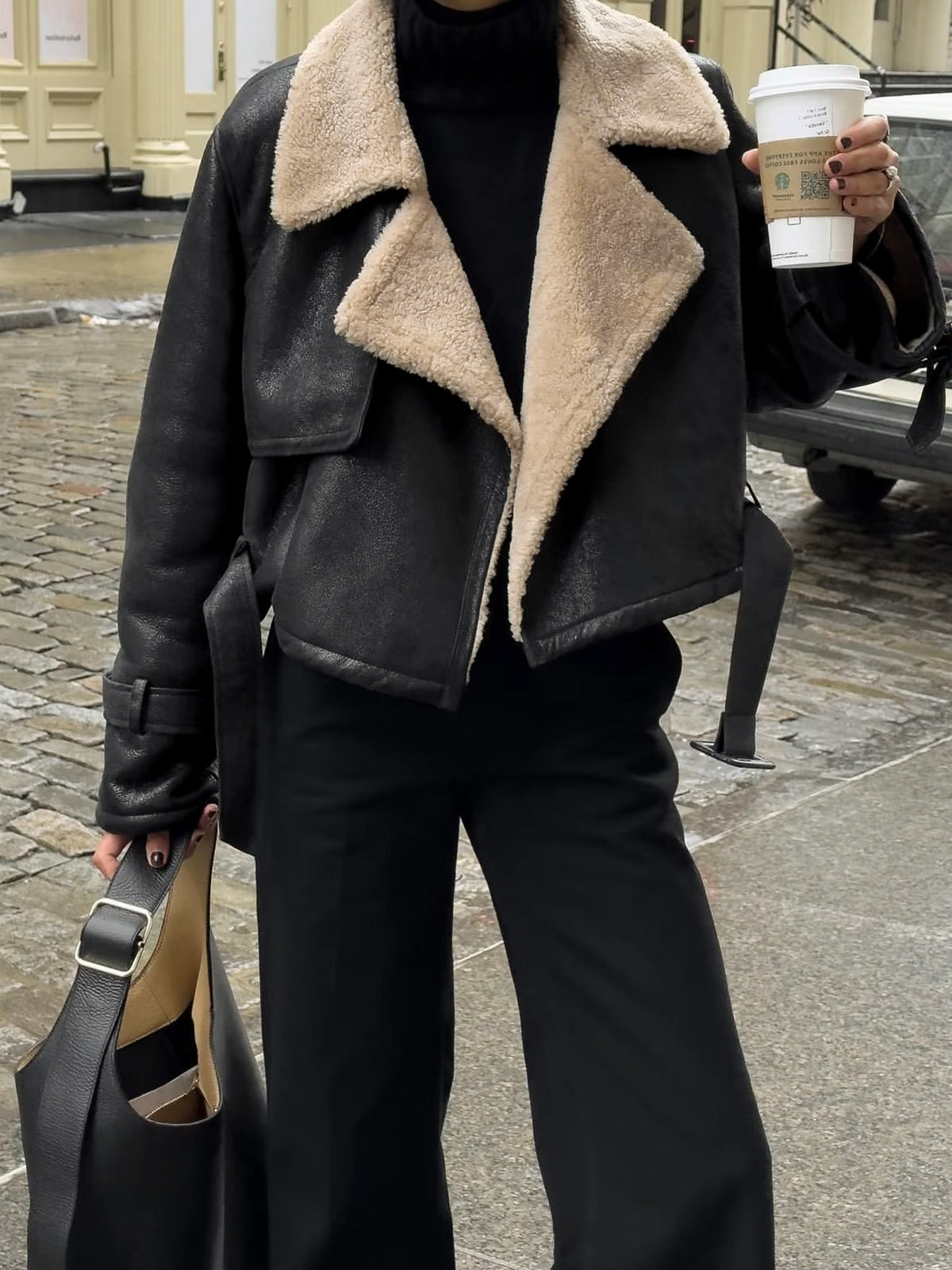 Faux Leather Jacket with Minky Lining and Shift Fit for Cooler Days