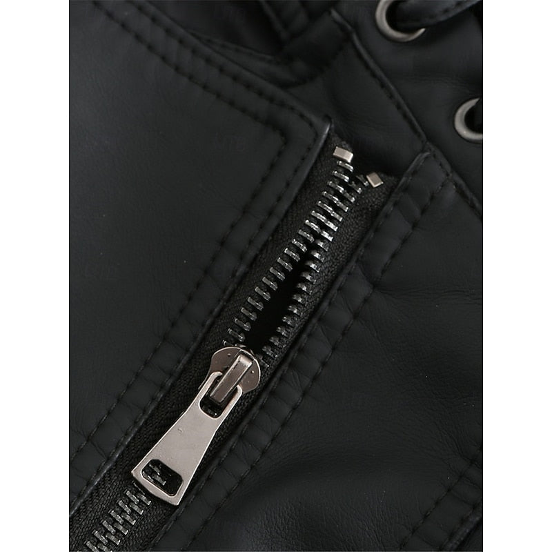 Tailored Biker Jacket with Front Zip and Structured Silhouette for Fall Winter