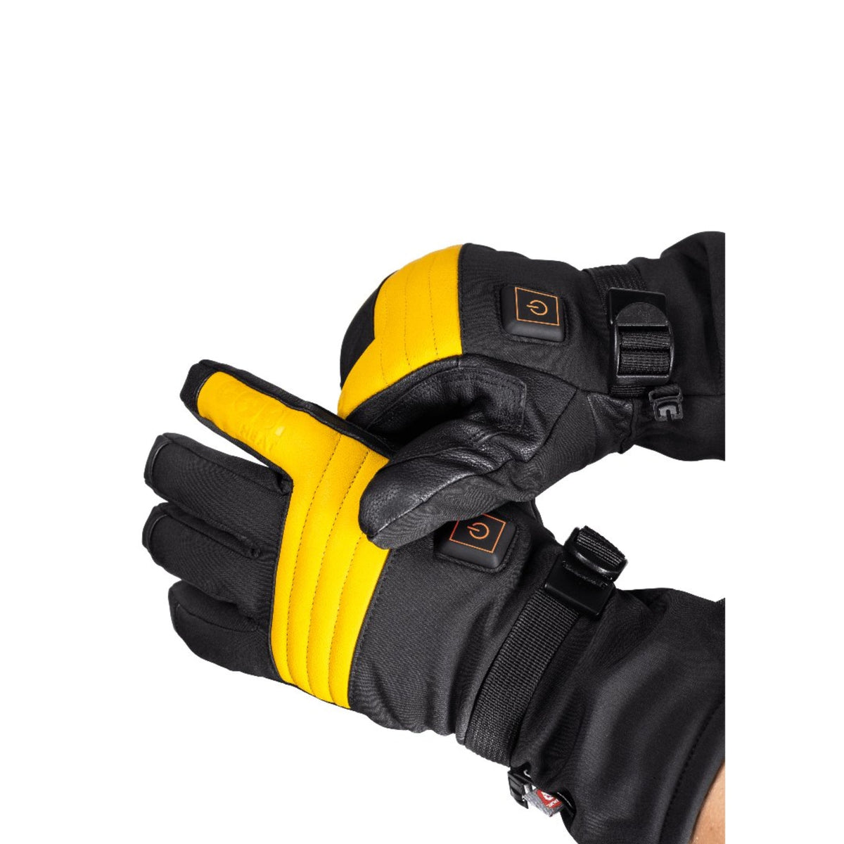 Heated ski gloves with rechargeable battery - side view