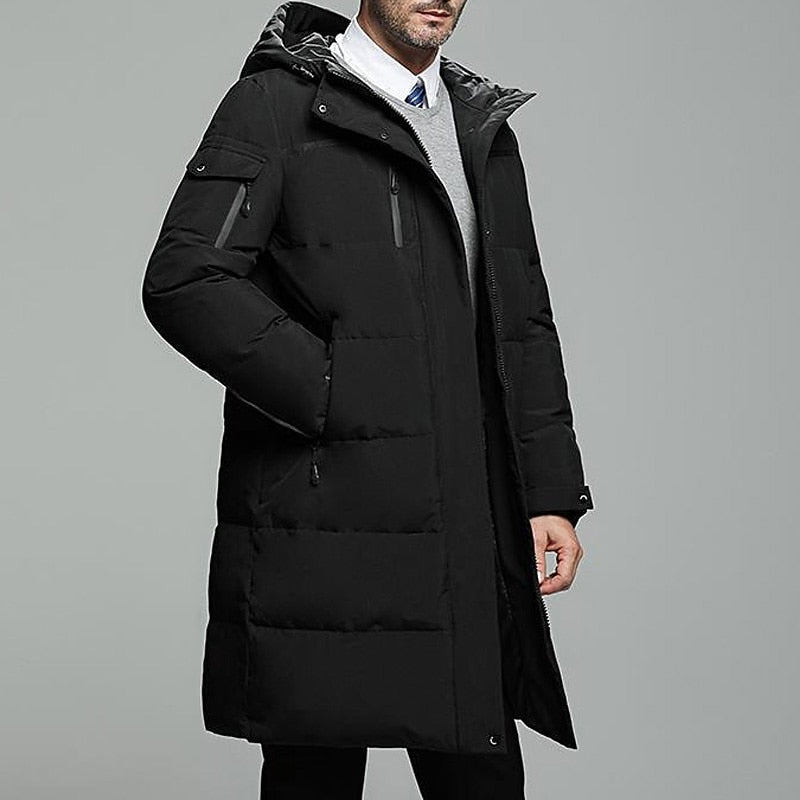 Longline Puffer Coat with Adjustable Hood and Insulated Shell, Zip Pockets