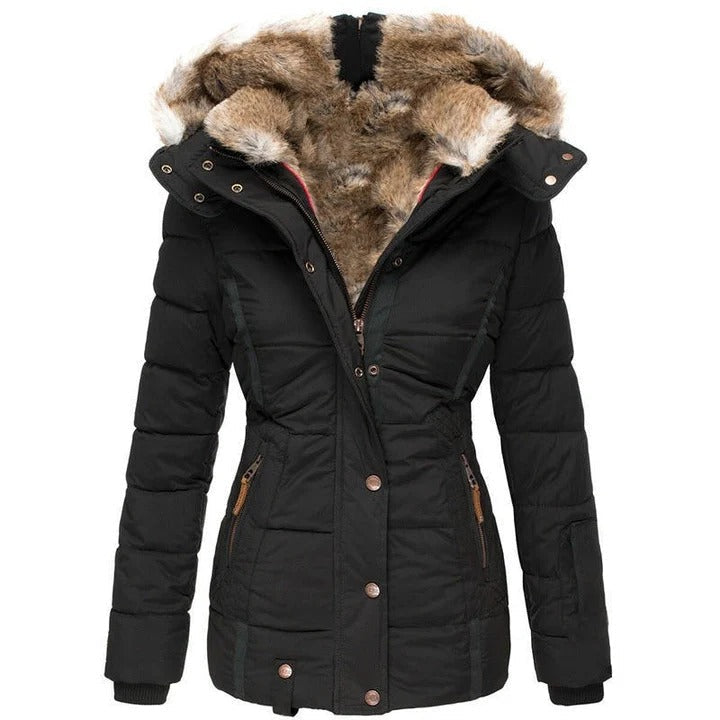 Hooded Fleece Coat with Removable Hood and Multiple Pockets, Rain Resistant