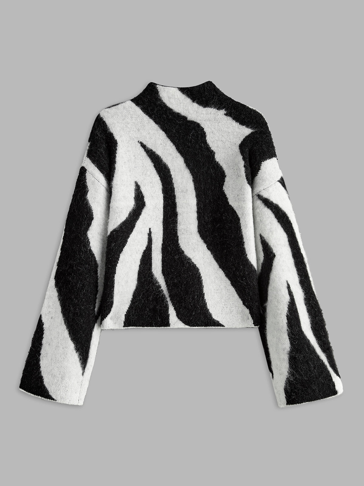 Wool Blend Shift Fit Sweater with Medium Stretch, Plain Design