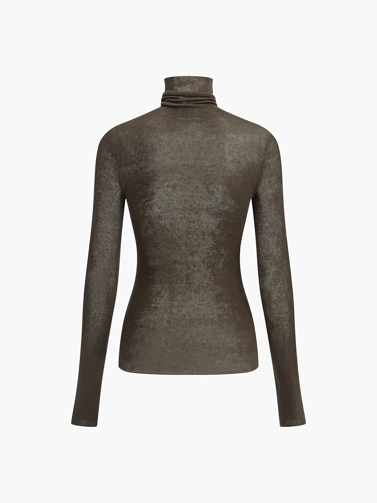 Wool Blend Sheer Turtleneck with Moderate Stretch and Regular Fit