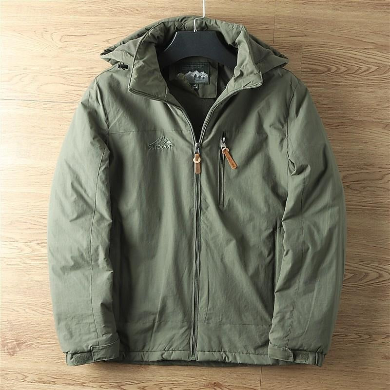 Hooded Jacket with Lined Interior and Adjustable Drawstring Hood, Wind Resistant Shell