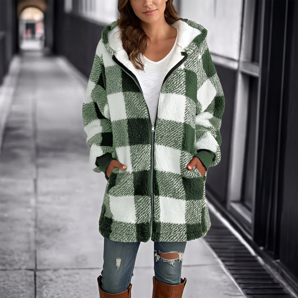 Fleece Hoodie with Loose Fit and Long Sleeves for Women