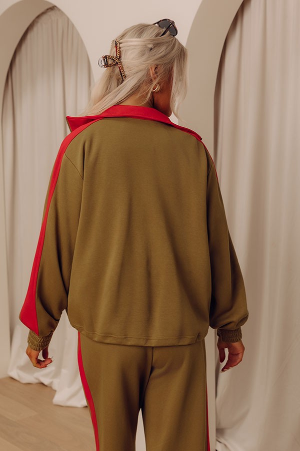 Striped Color Block Knit Zip Up Jacket with Mock Neck Collar