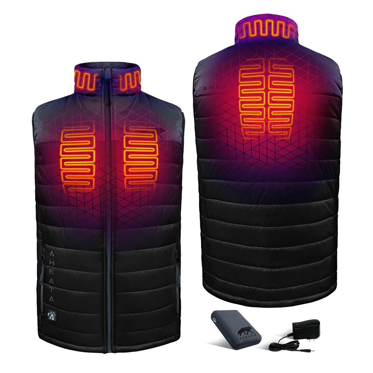Men Electric Heated Puffer Vest with Rechargeable Battery Pack for Winter Outdoor Warmth