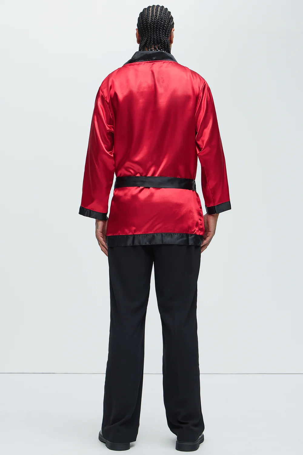 Red Velvet Jacket Costume Robe with Prop and Satin Sash Belt