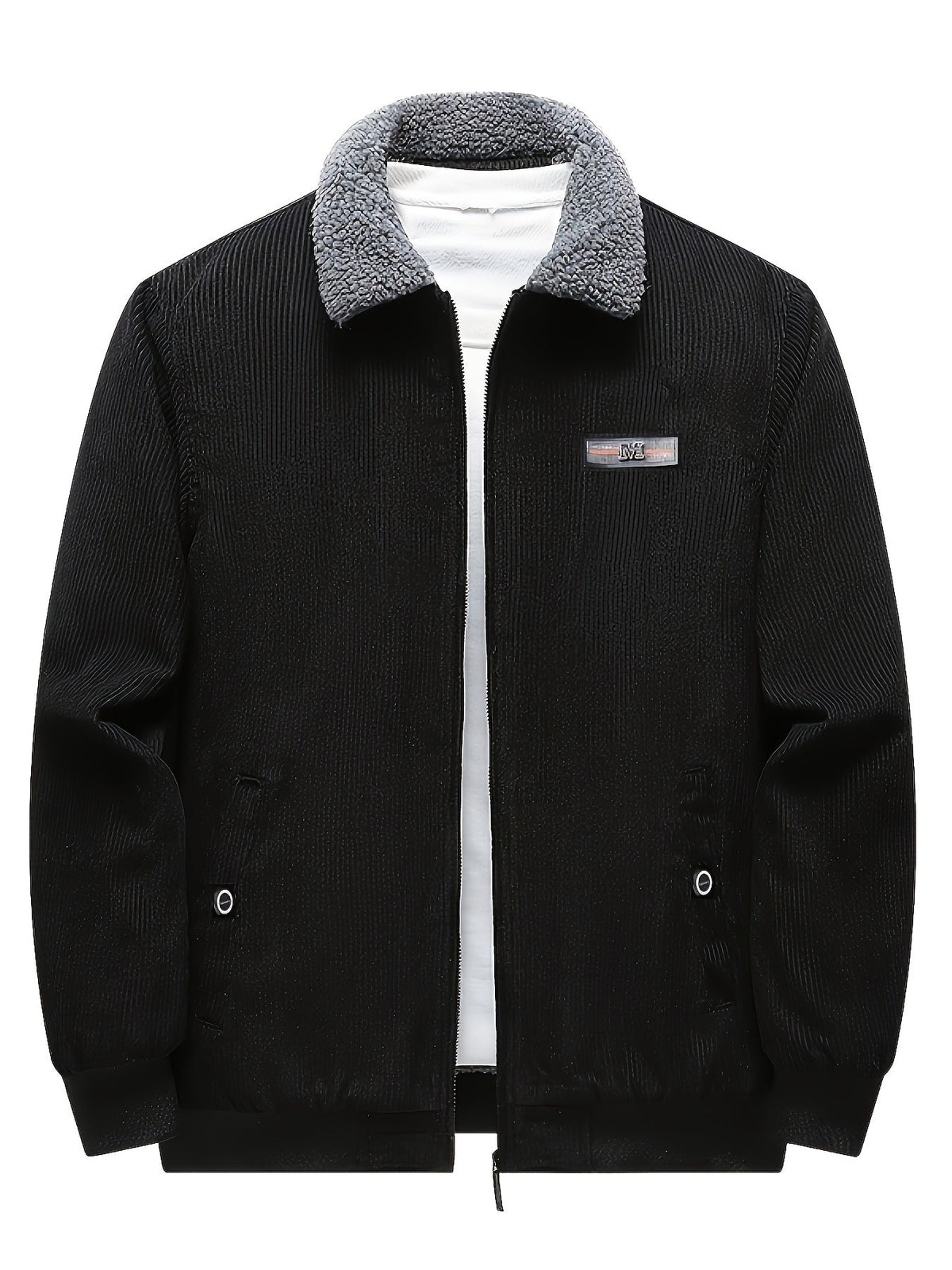 Padded Winter Jacket with Plush Lining and Stand Collar, Relaxed Fit