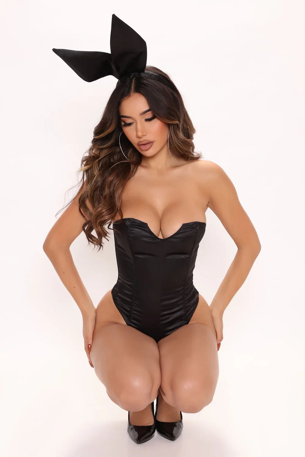 Bunny Costume Set with Bodysuit and Ear Headband for Women
