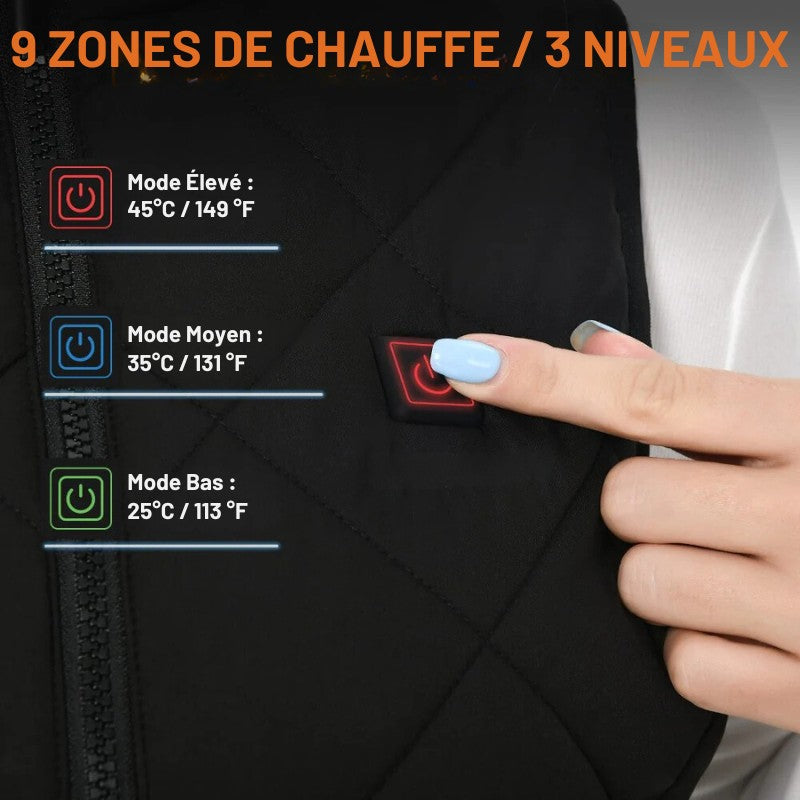 Women Electric Heated Vest with Nine Heating Zones and Dual Control Settings