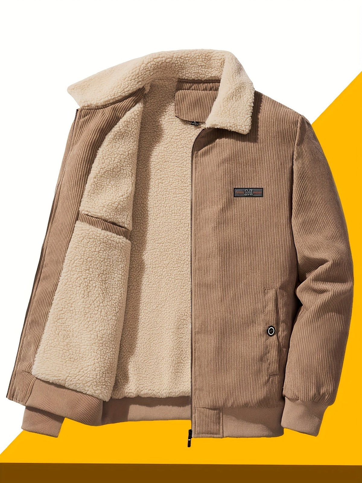 Padded Winter Jacket with Plush Lining and Stand Collar, Relaxed Fit