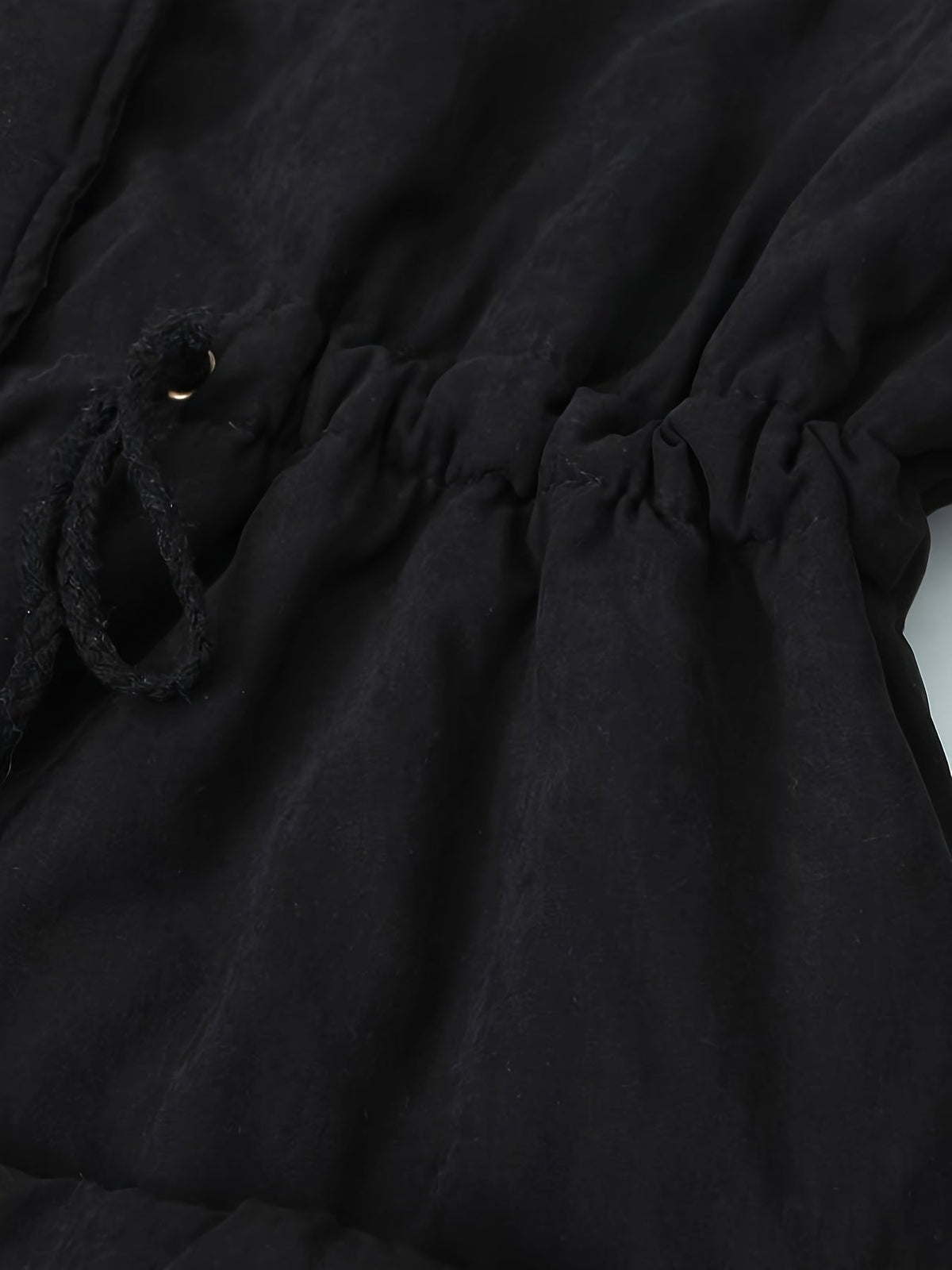 Mid Length Parka with Plush Lining and Adjustable Drawstring, Snap Button Closure