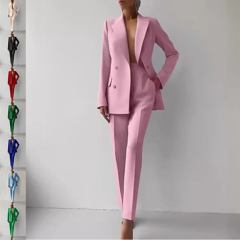 Casual Suits Fashion Long Sleeve Single-breasted Jacket Top And Slim Fit Trousers Women's Business Suits