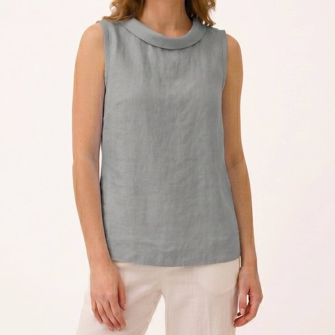 Sleeveless Roll Collar Top, Elegant Casual Women’s Top for Daily Fashion