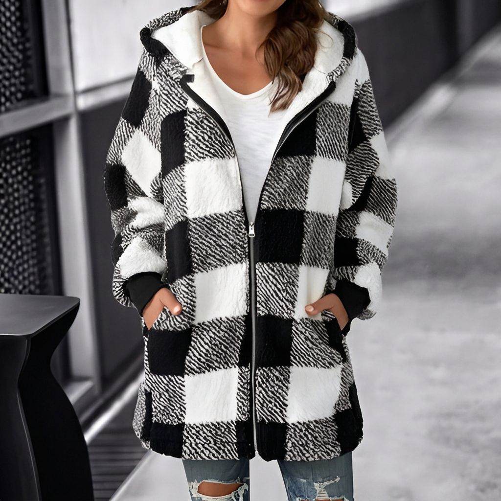 Fleece Hoodie with Loose Fit and Long Sleeves for Women
