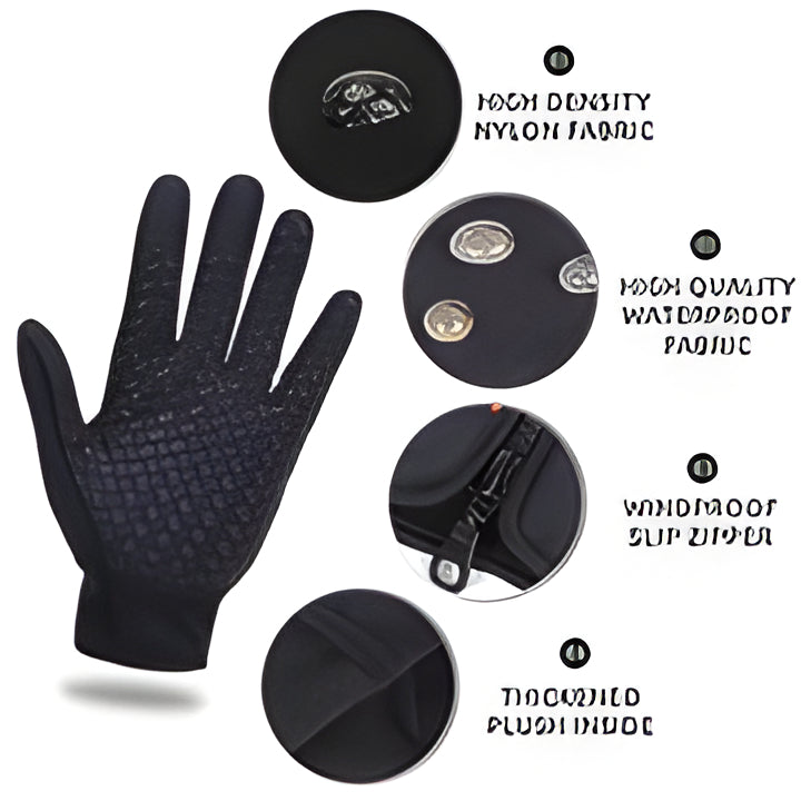 Heated Gloves with Conductive Thread and Fleece Lining for Outdoor Activities