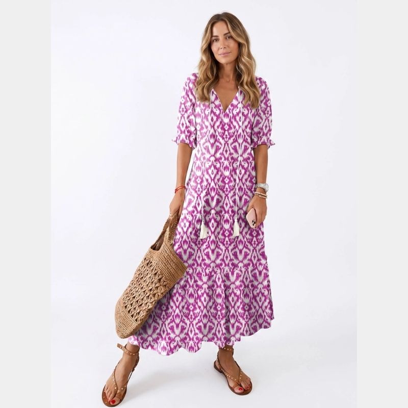Boho Cover Up Dress, Flowy Casual Dress for Beach Travel and Daily Wear