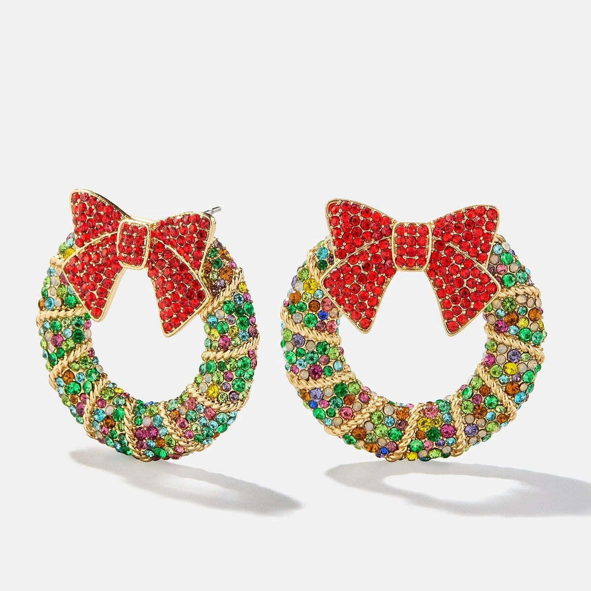 Wreath Stud Earrings with Multicolored Lights and Pavé Sparkle Details