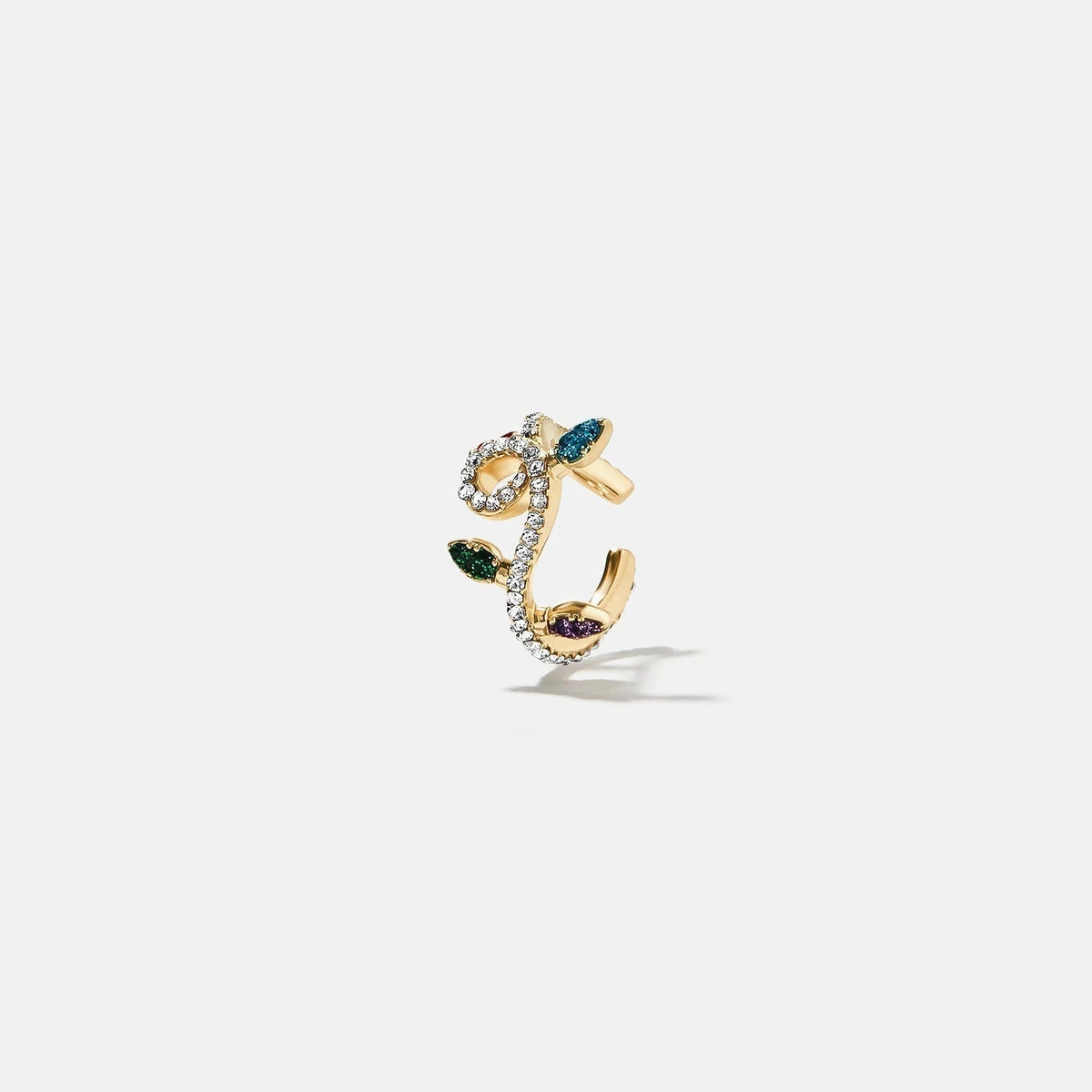 Festive Light Ear Cuff with Glass Stones and Adjustable Cartilage Clip