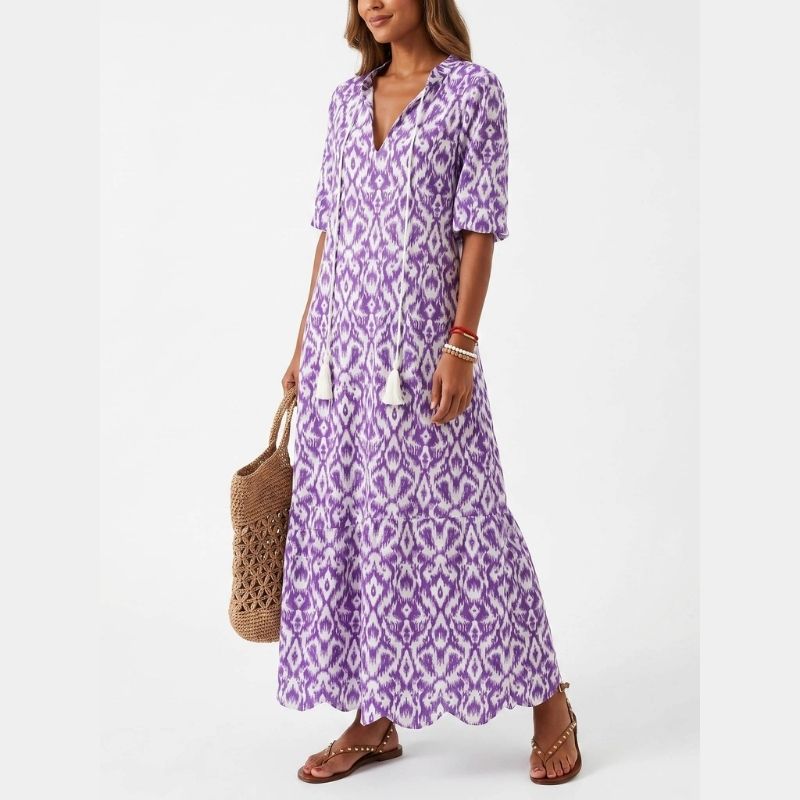 Boho Cover Up Dress, Flowy Casual Dress for Beach Travel and Daily Wear