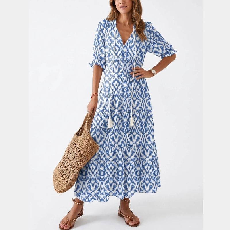 Boho Cover Up Dress, Flowy Casual Dress for Beach Travel and Daily Wear