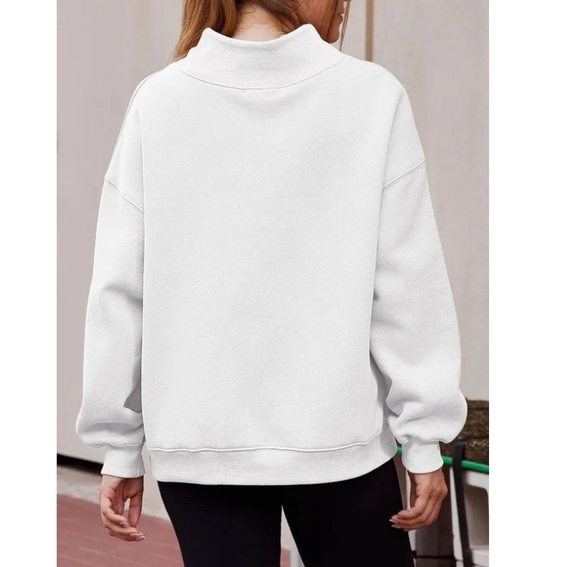 Womens Mock Neck Oversized Fleece Sweatshirt - Soft Long Sleeve Pullover