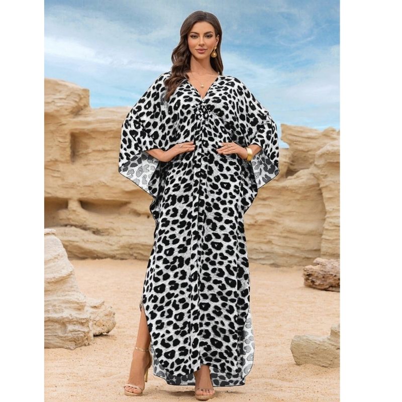 Moomoo Dresses for Women, Plus Size Hawaiian Batwing Sleeve Kaftan Beach Cover Up Dress