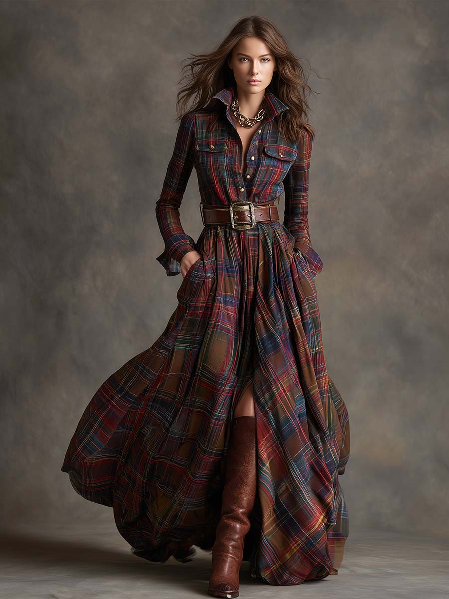 Button Front Shirt Dress with Adjustable Belt and Breathable Fabric