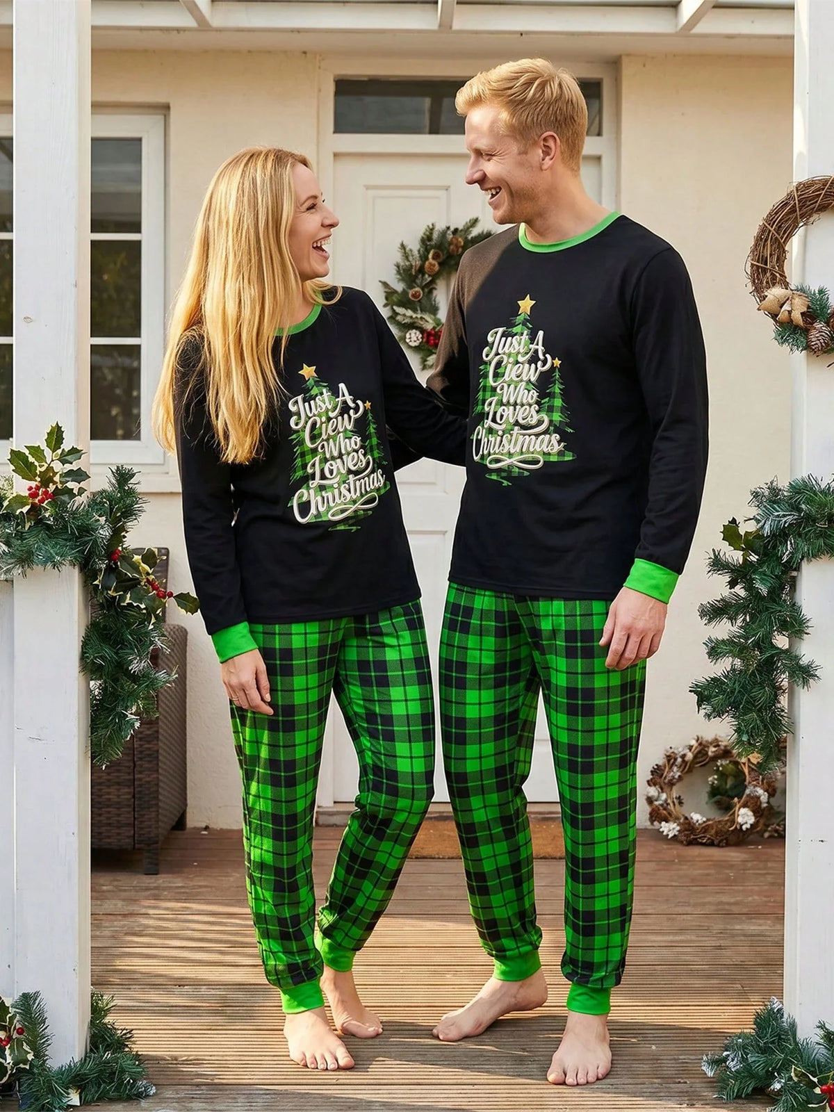 Childrens Plaid Pant Set with Long Sleeve Top and Stretch Cotton Blend