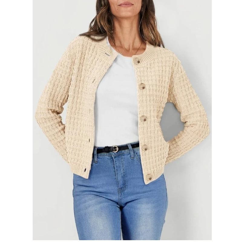Womens Fall Lightweight Cardigan Sweater, Cozy Knit Cotton Long Sleeve Button Up Open Front