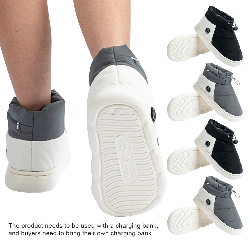 USB Heated Puffer Booties with Three Heat Settings and Grip Soles