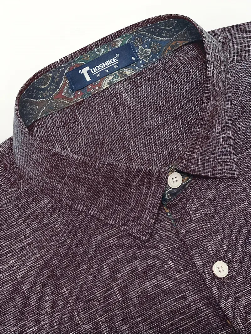 Button Up Dress Shirt with Contrast Collar and Cuffs Modern Tailored Fit