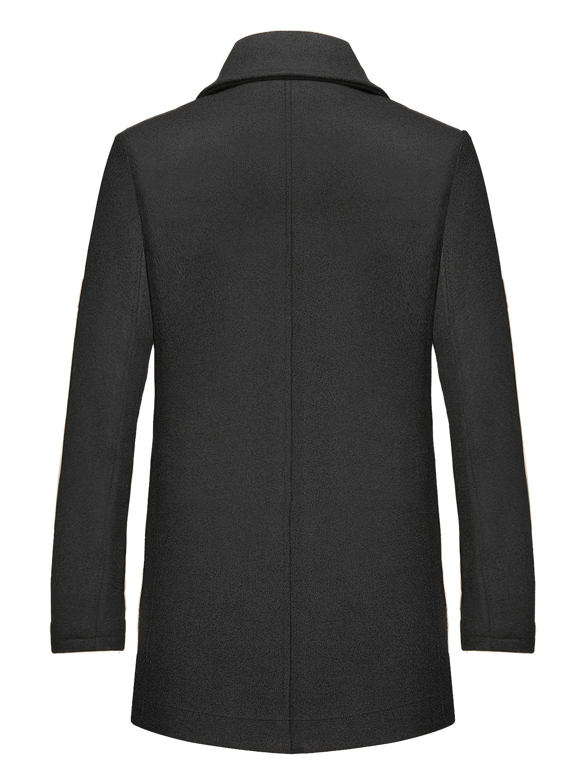 Single-Breasted Overcoat with Lapel Collar and Detachable Scarf