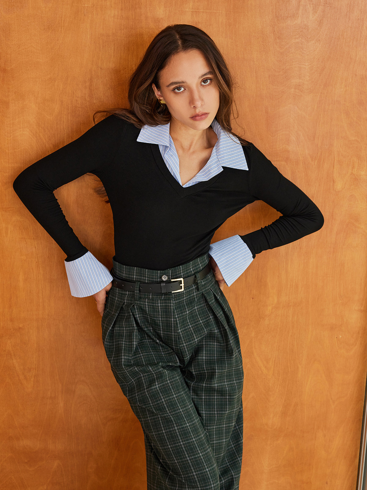 Ribbed Polo Top with Four Direction Stretch and Natural Fiber Blend