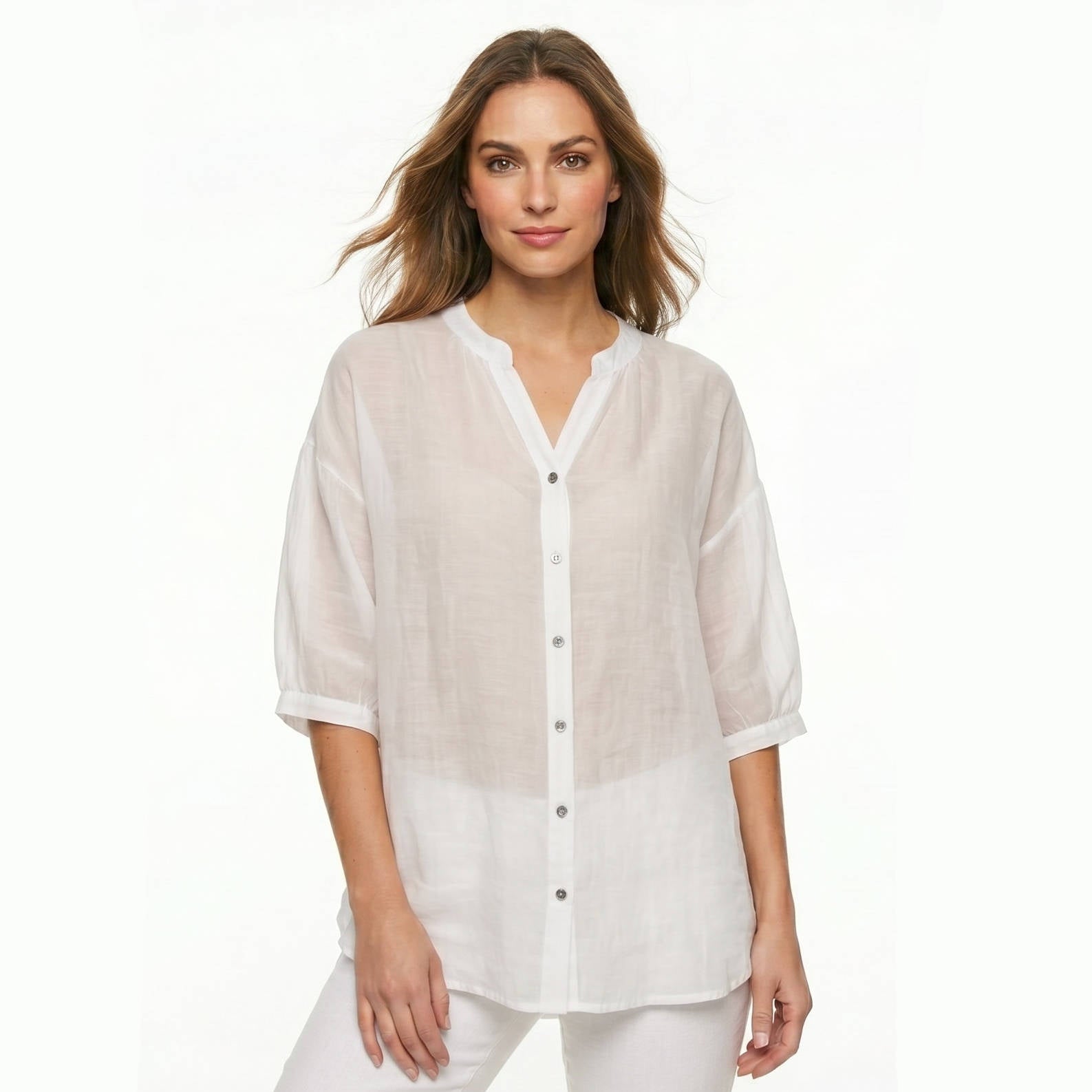 Vintage Button Detail Blouse, Stylish Women’s Casual Top for Daily Fashion
