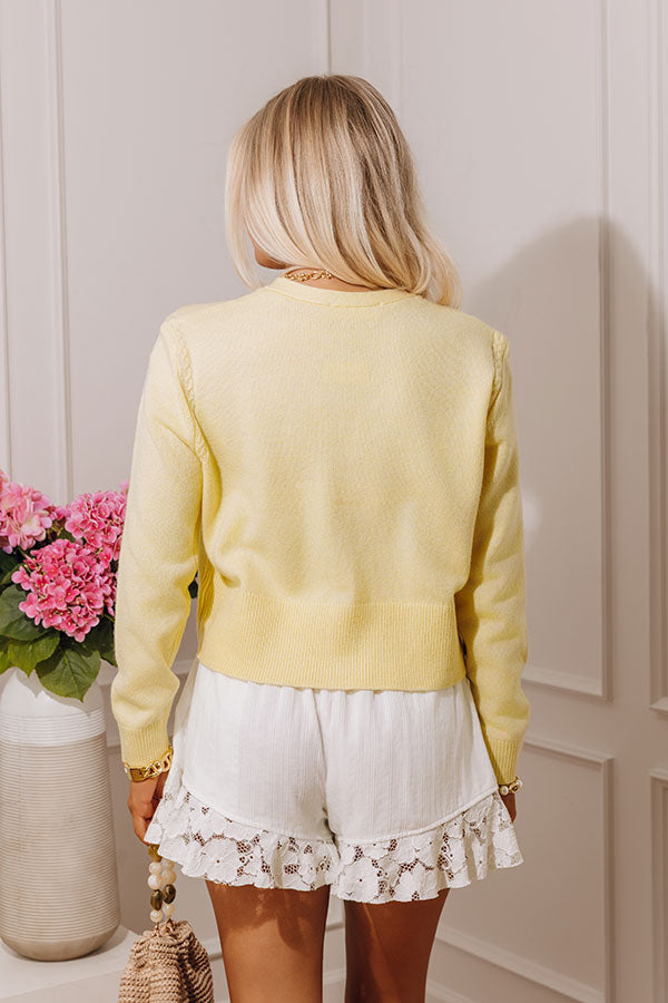 Cable Knit Cardigan with V Neckline and Button Front, Relaxed Fit