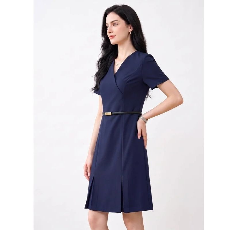 Womens A Line Work Dress, Short Sleeve V Neck Sheath Dress, Professional Business Casual Career Outfit