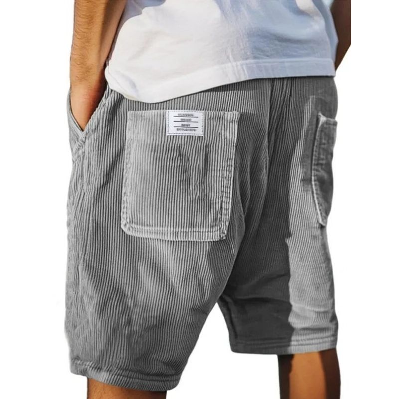 Mens Corduroy Shorts, Vintage Casual Shorts, Loose Fit Streetwear Shorts with Pockets