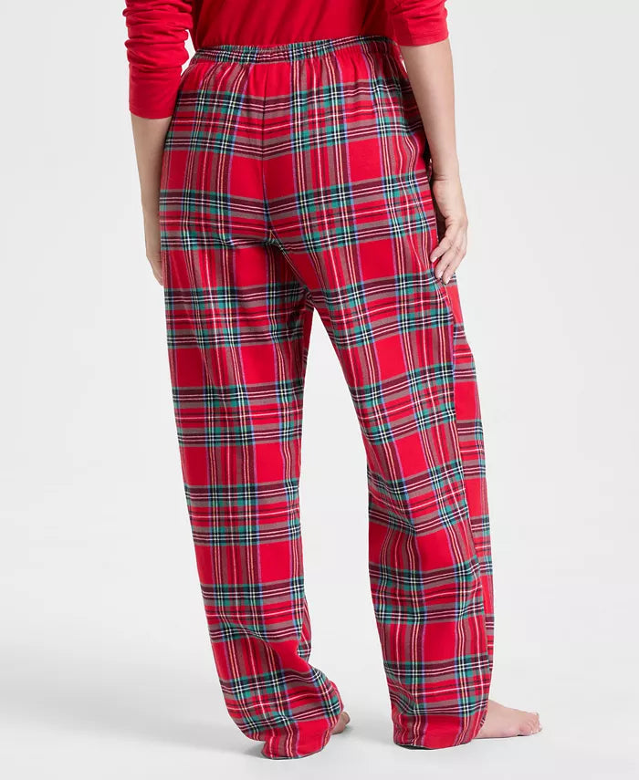 Plaid Pajama Set with Long Sleeves and Drawstring Pants, Hip Pockets