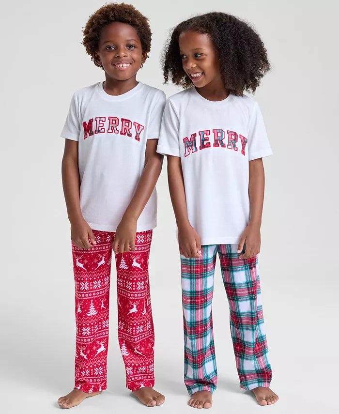 Holiday Pajama Pants for Kids with Elastic Waist and Ankle Length Coverage