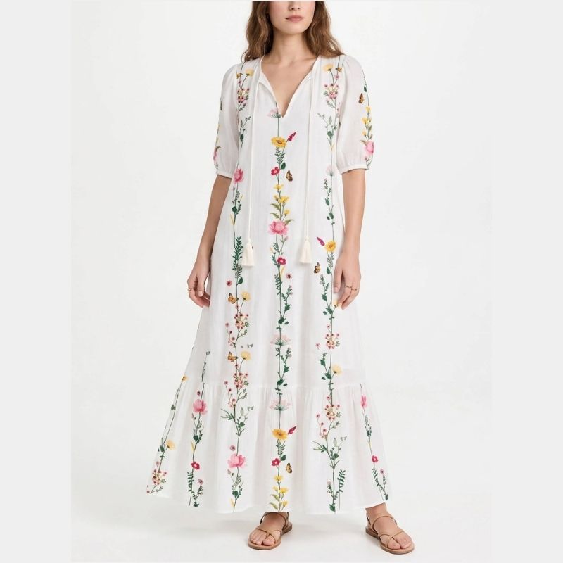 Boho Cover Up Dress, Flowy Casual Dress for Beach Travel and Daily Wear